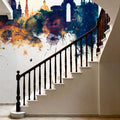 Lisbon Portugal Skyline Blue & Bronze Mural Wallpaper - room preview 04