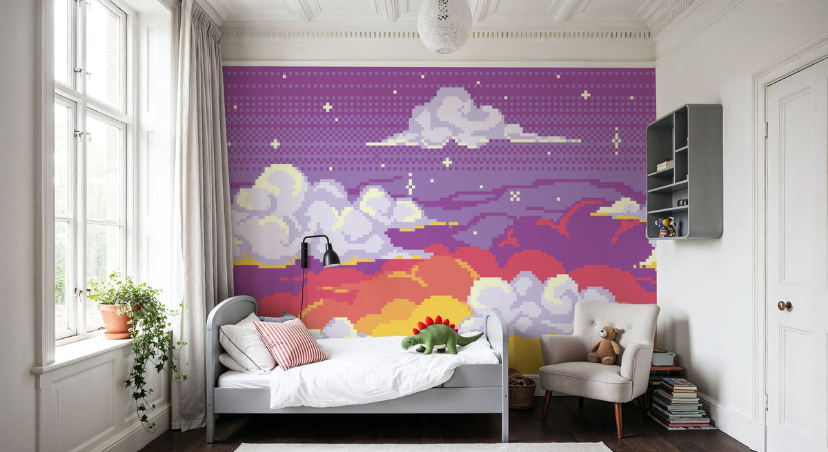 Pixel Sunset Mural Wallpaper - room preview 04