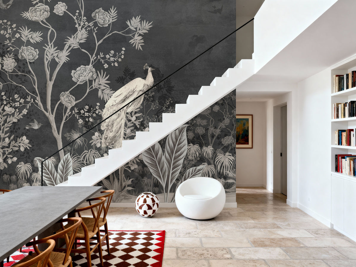 White Birds Mural Wallpaper - room preview 04