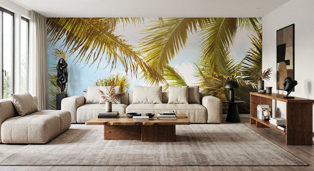 Looking Through Palm Leaves Mural Wallpaper - room preview 04