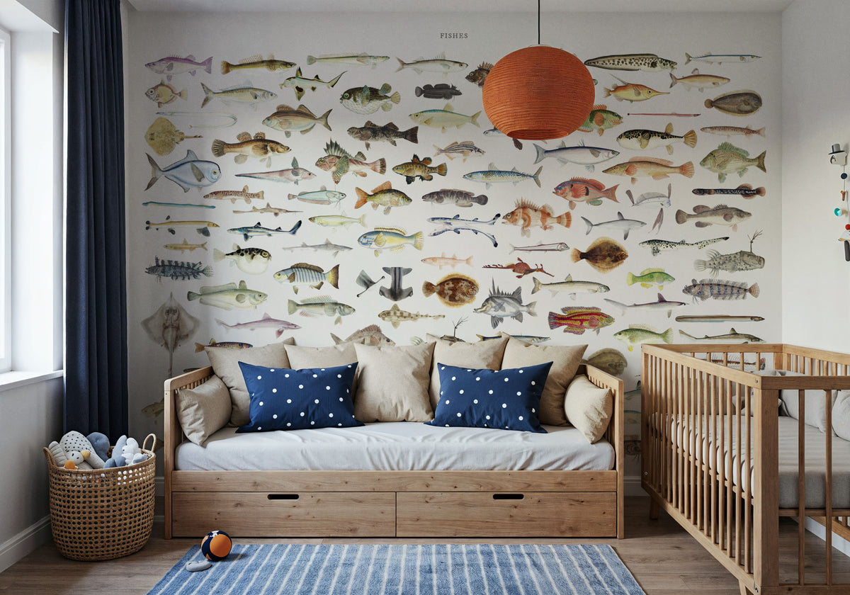 Southern Pacific Fishes Chart Mural Wallpaper - room preview 04