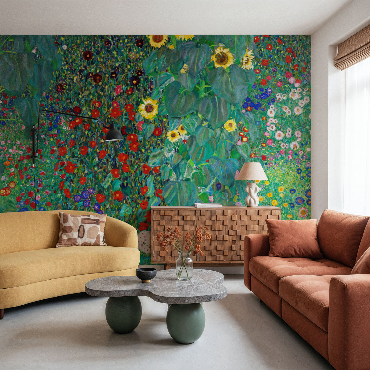 Farm Garden with Sunflowers Mural Wallpaper - room preview 04