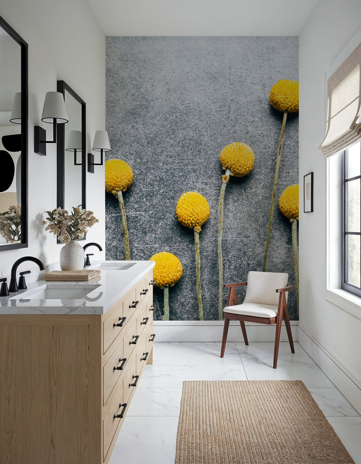 Craspedia Dry Flowers Mural Wallpaper - room preview 04