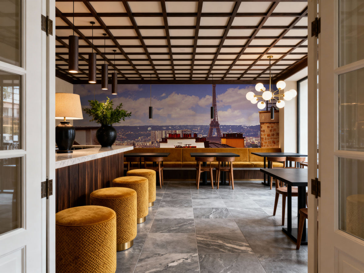 Parisian Rooftop Vista Mural Wallpaper - room preview 04
