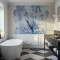Shibori Coral II on Linen Mural Wallpaper - room preview 04