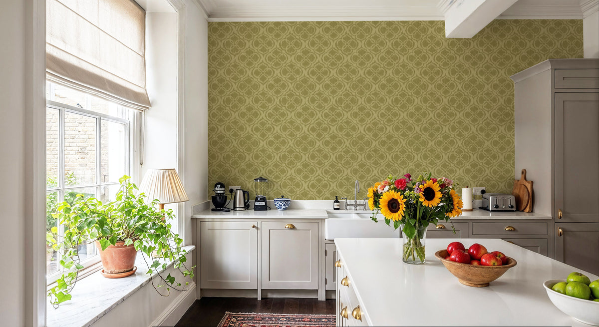 Harvest Slice Swamp Green Mural Wallpaper - room preview 04