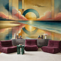 Golden Sunset Vista in Art Deco Mural Wallpaper - room preview 04