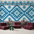 Pixel Embroidery Blue Mural Wallpaper - room preview 04