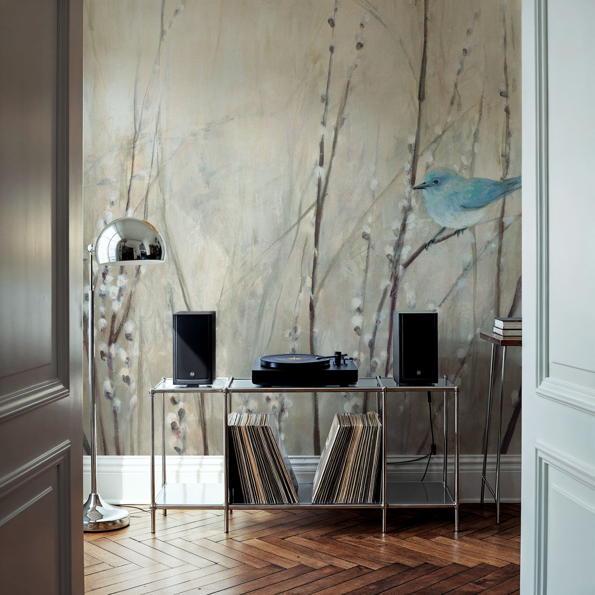 Pretty Birds Neutral Mural Wallpaper - room preview 04