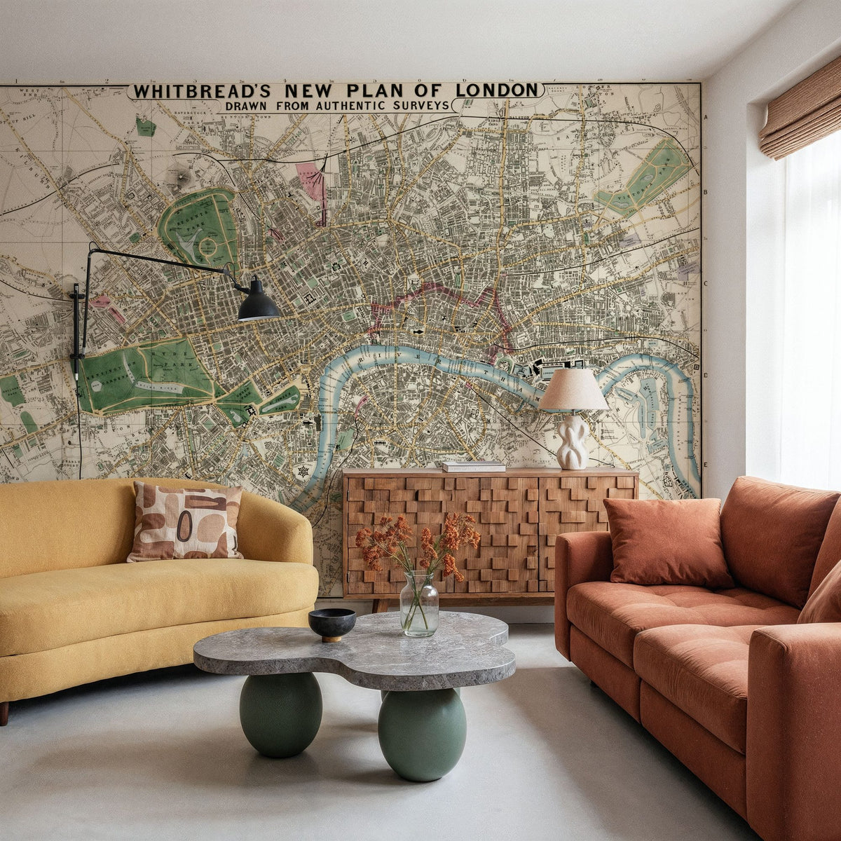 1853 Map of London Mural Wallpaper - room preview 04