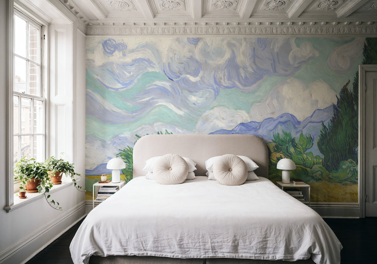Wheat Field with Cypresses Mural Wallpaper - room preview 04