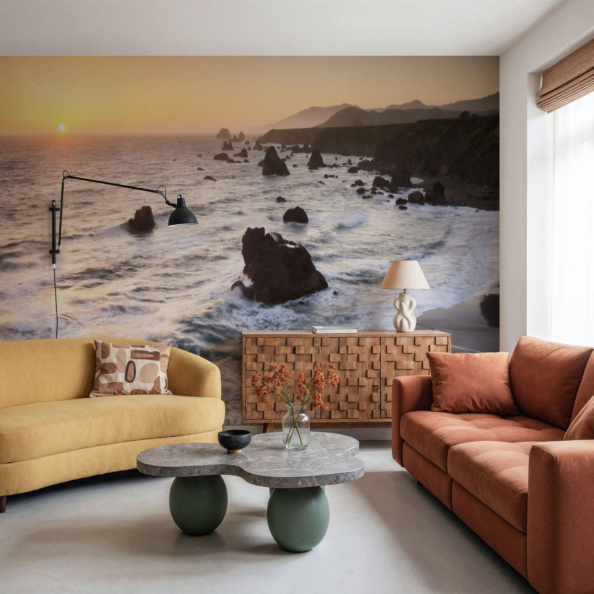 Sonoma Coast Sunset Square Mural Wallpaper - room preview 04