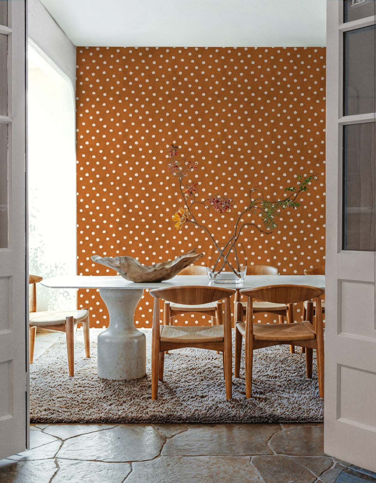 Autumn Dots Light Brown Mural Wallpaper - room preview 04