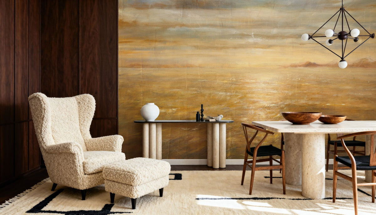 Serene Sea I Gold Mural Wallpaper - room preview 04