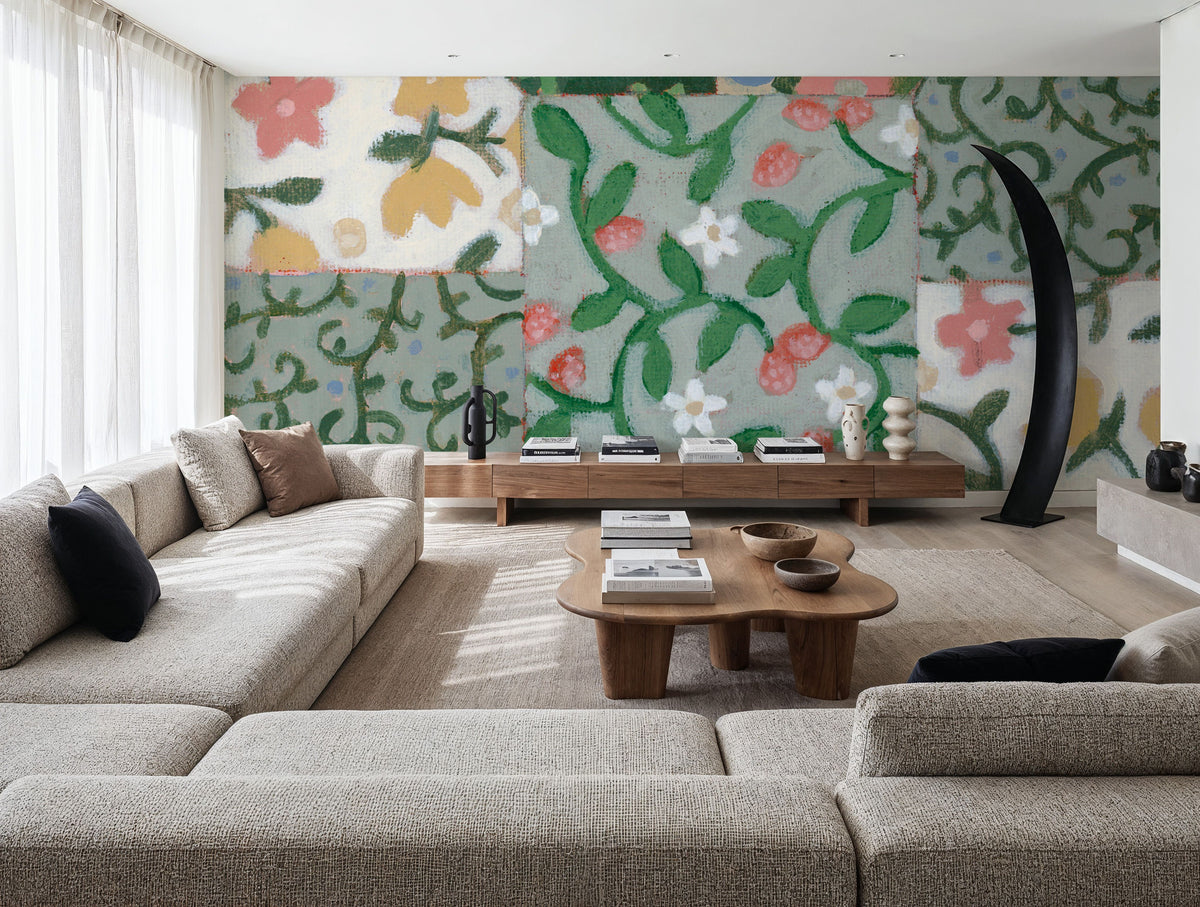 Quilted Floral III Mural Wallpaper - room preview 04