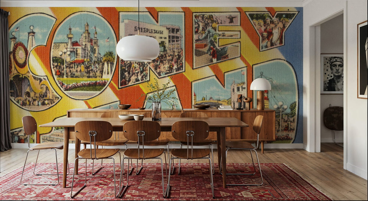 Greetings From Coney Island Mural Wallpaper - room preview 04