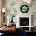 World Map Atlas Green Mural Wallpaper - room preview 04