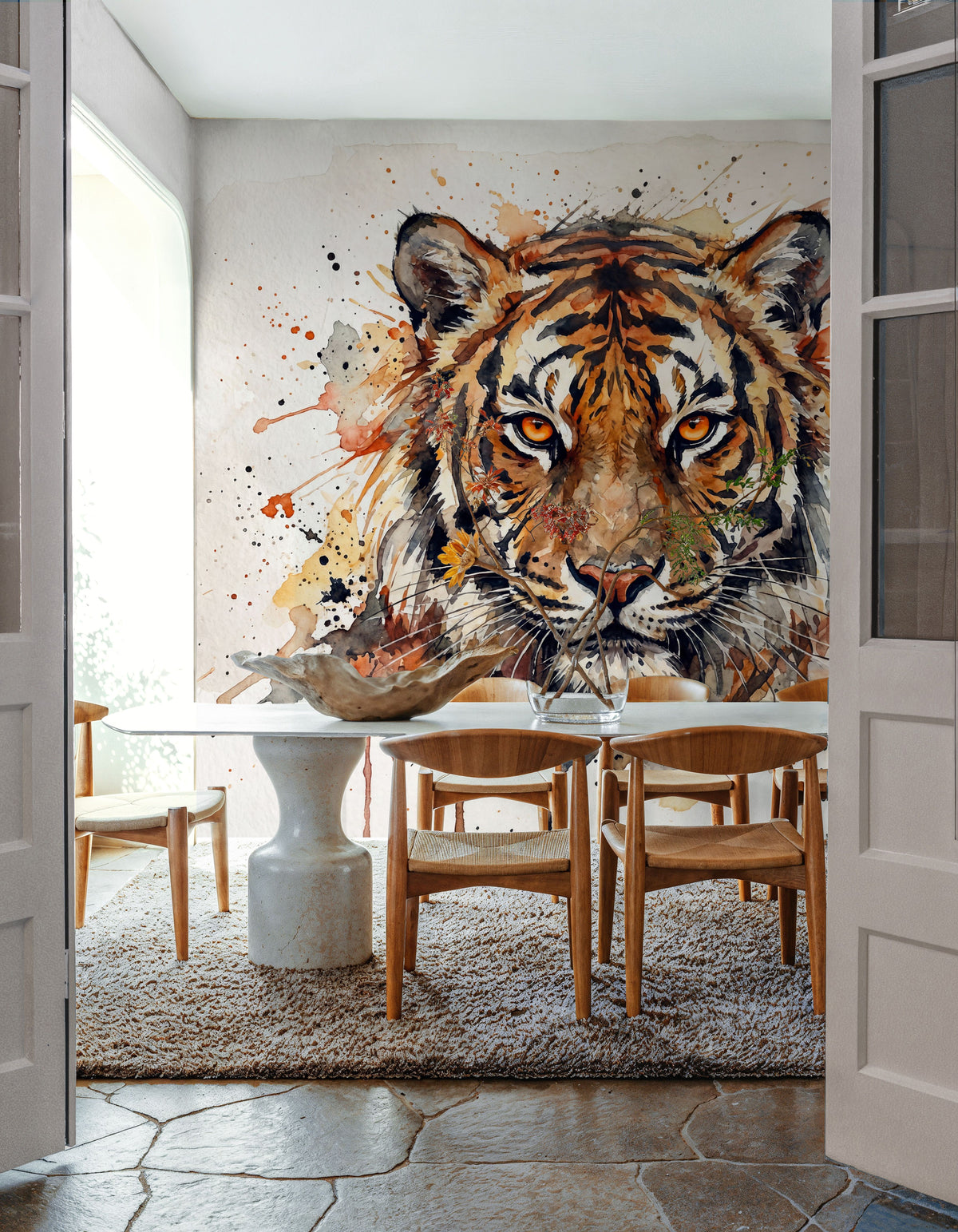 Tiger - Watercolor Predators Series Mural Wallpaper - room preview 04