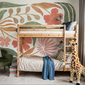 Floral Abstract II on White Mural Wallpaper - room preview 04