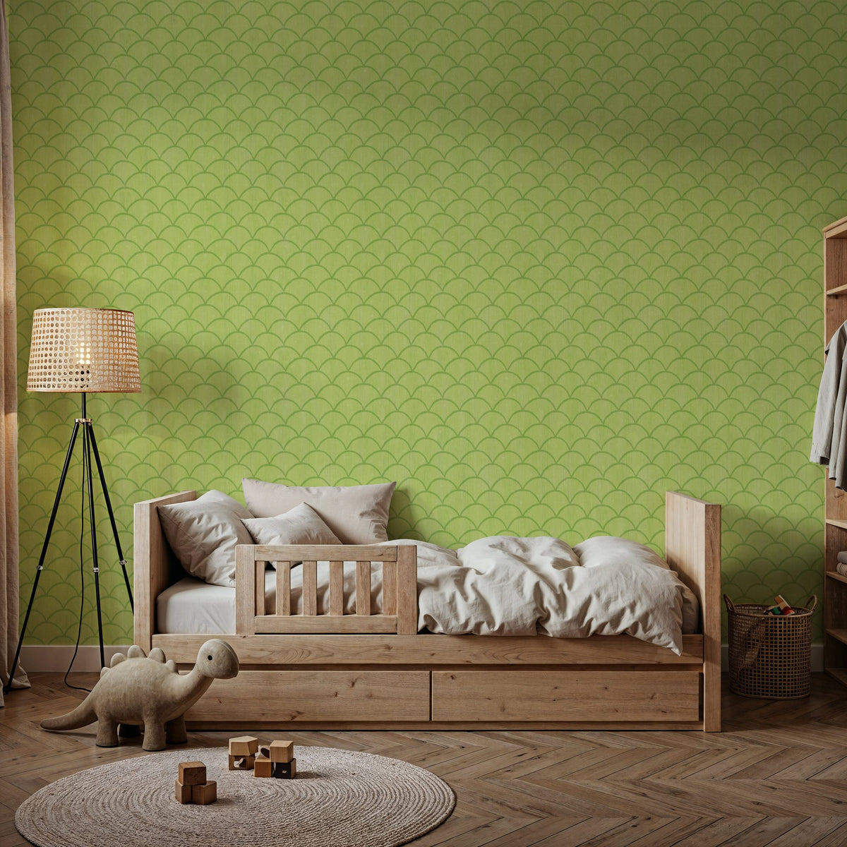 Coastal Scales Green Mural Wallpaper - room preview 04