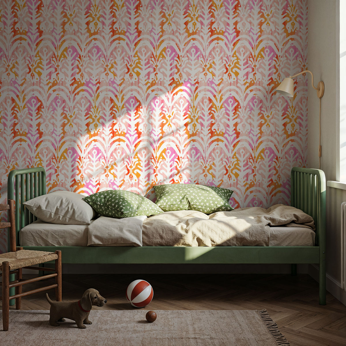Rose Ikat Mural Wallpaper - room preview 04