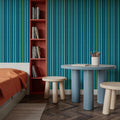 Kala Lines Blue Mural Wallpaper - room preview 04