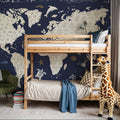 Sea This Map Blue Mural Wallpaper - room preview 04