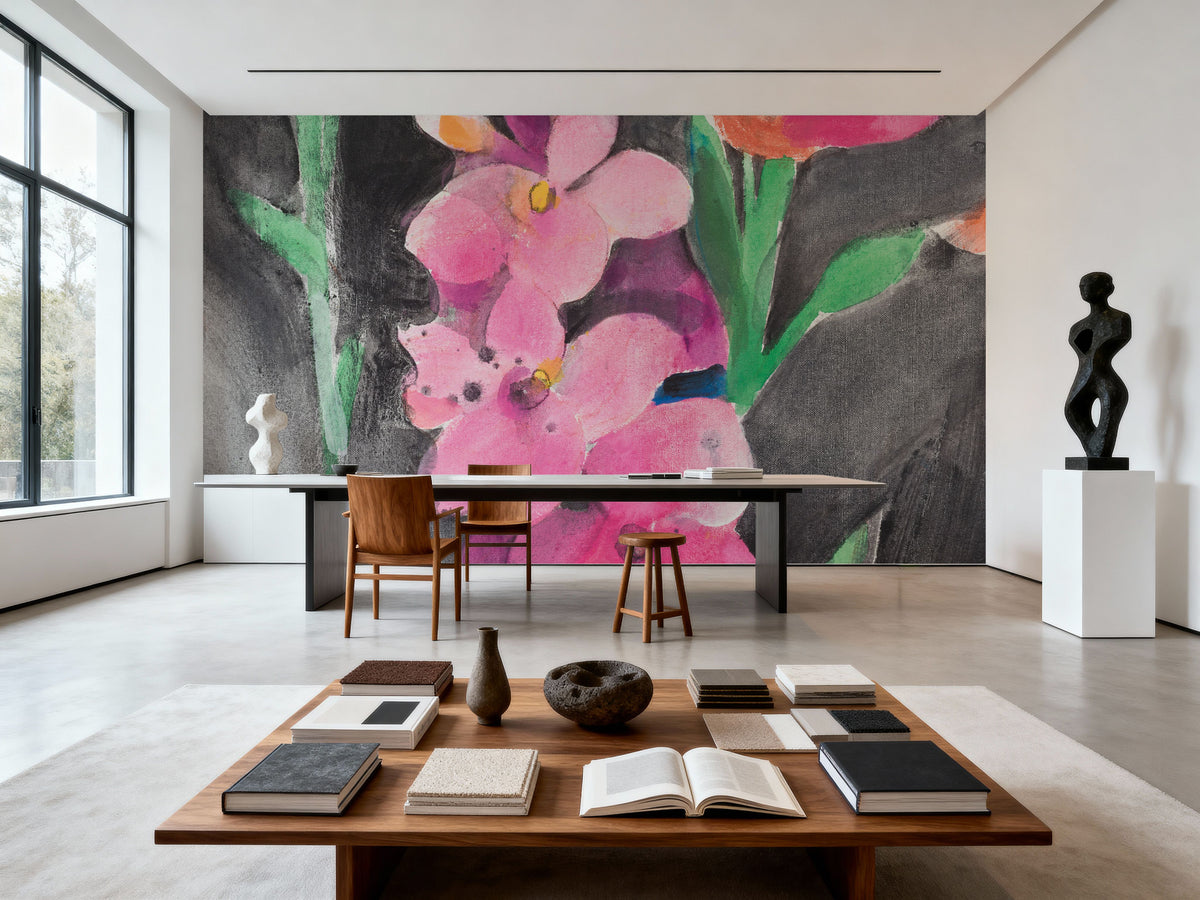 Midnight Blooms II Mural Wallpaper - room preview 04