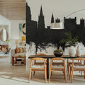 Nottingham England Skyline Black & White Mural Wallpaper - room preview 04
