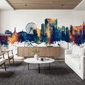 Myrtle Beach South Carolina Skyline Blue & Bronze Mural Wallpaper - room preview 04