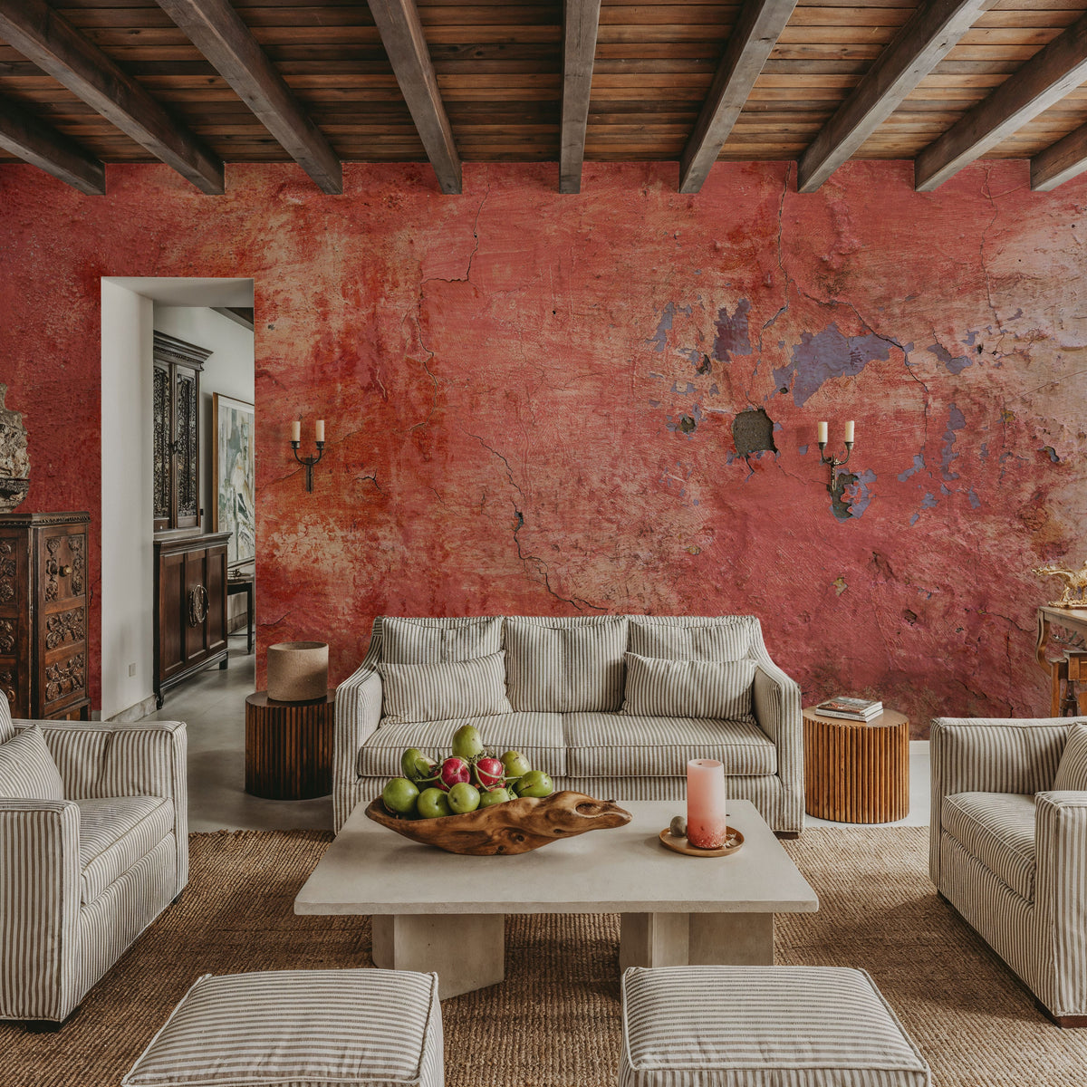 Distressed Vermilion Mural Wallpaper - room preview 04
