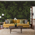Shielded Leaf Green Mural Wallpaper - room preview 04