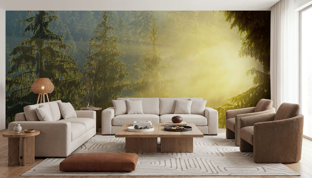 Foggy Sunrise Mural Wallpaper - room preview 04