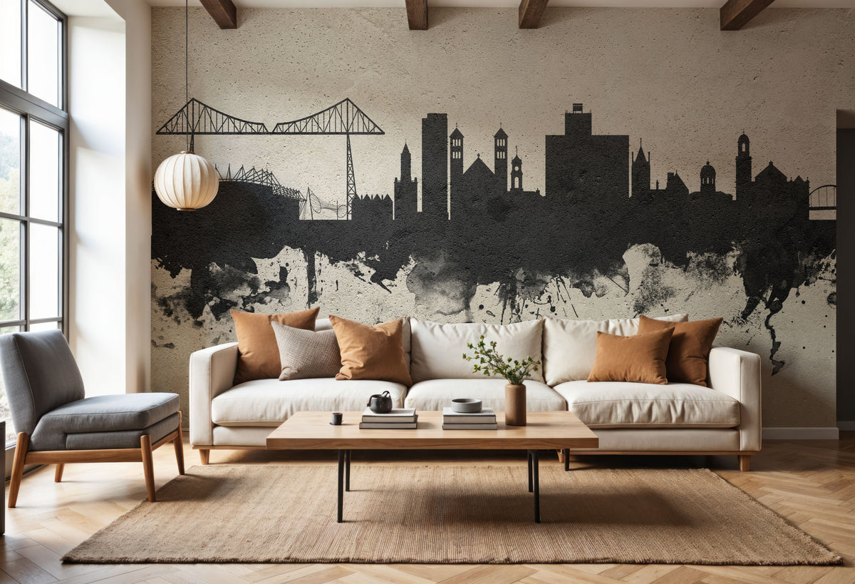 Middlesbrough England Skyline Concrete Mural Wallpaper - room preview 04
