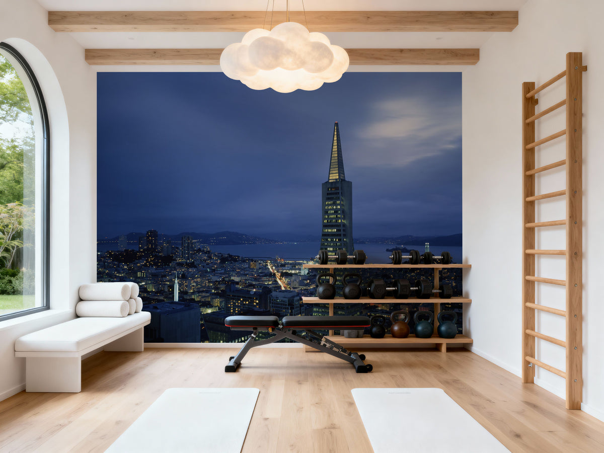 Luminous Triangle Skyline Mural Wallpaper - room preview 04