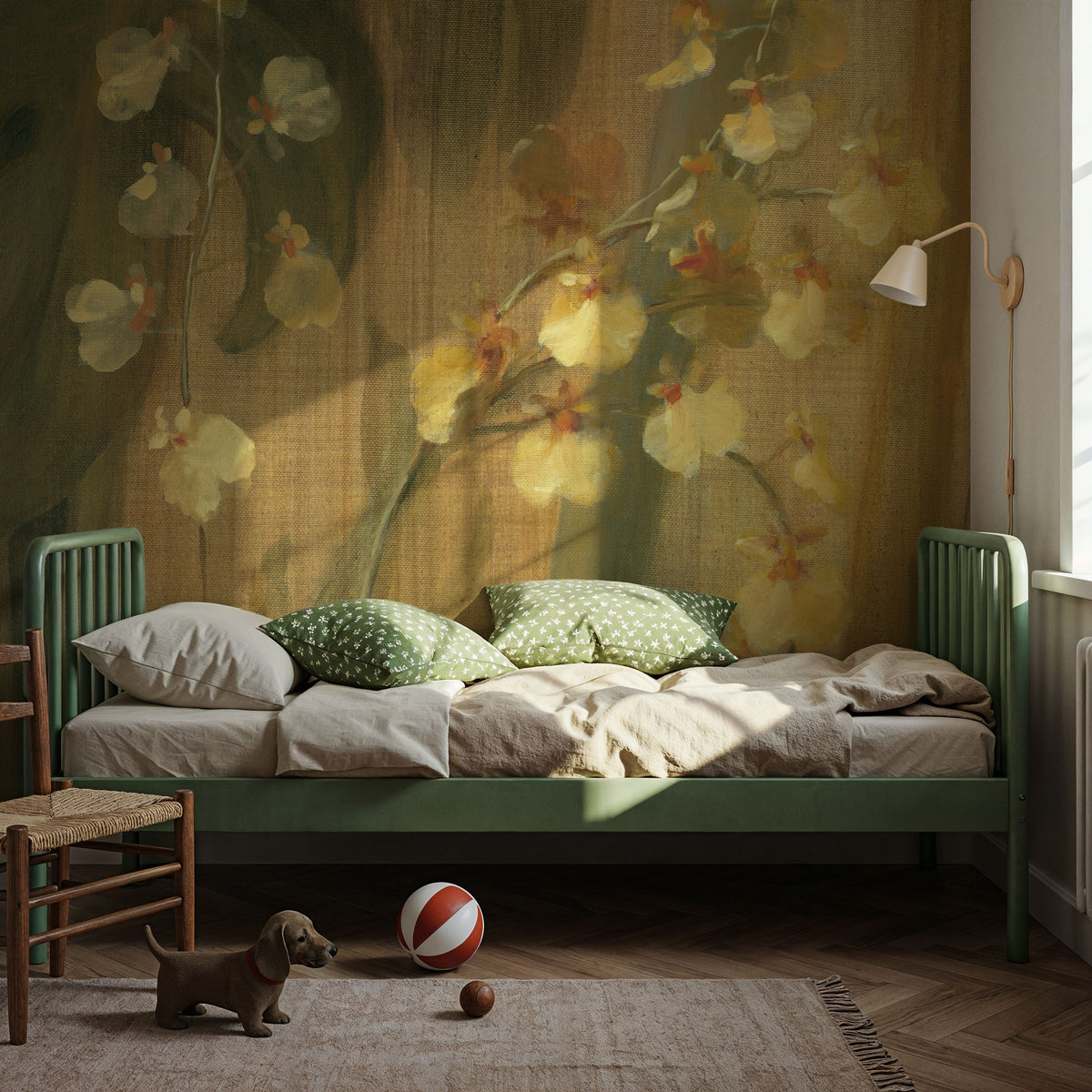 Yellow Orchid I Mural Wallpaper - room preview 04