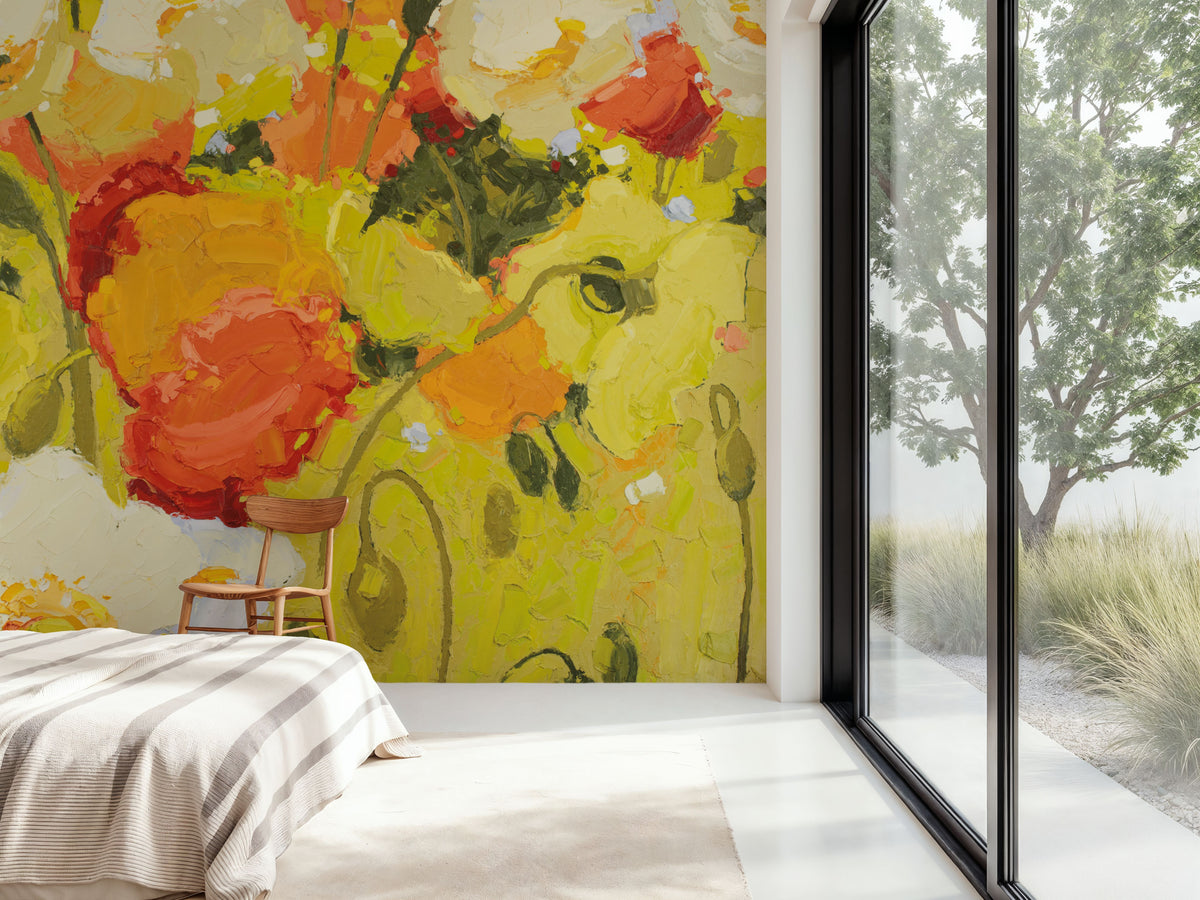 Red and Olive Celebration Mural Wallpaper - room preview 04