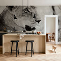 Lioness Square BW Mural Wallpaper - room preview 04