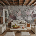 Rose Garden Gray Mural Wallpaper - room preview 04