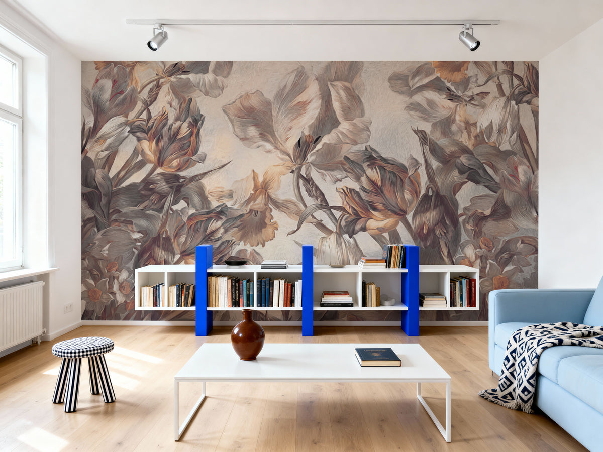 Tulips Feast, Beige Mural Wallpaper - room preview 04