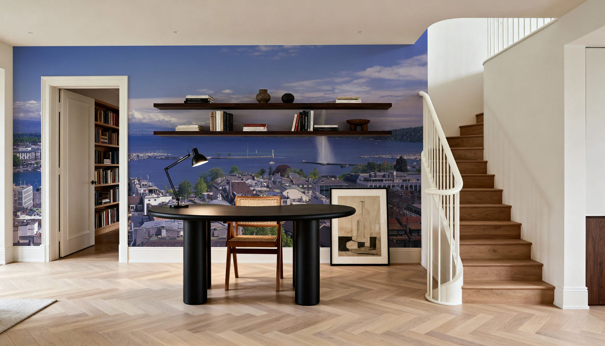 Lakeside Skyline Mural Wallpaper - room preview 04