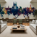 Winchester England Skyline Blue & Bronze Mural Wallpaper - room preview 04