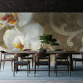 White Orchid Mural Wallpaper - room preview 04