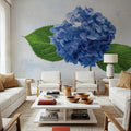 Bright Blue Hydrangea Mural Wallpaper - room preview 04