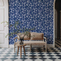 Sino Flowers Blue Mural Wallpaper - room preview 04