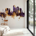 Lexington Kentucky Skyline Purple & Gold Mural Wallpaper - room preview 04