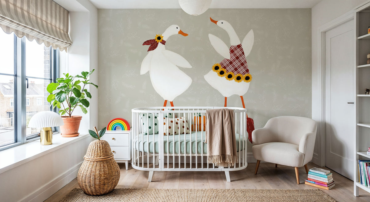 Ducks in the Pumpkin Patch VII Mural Wallpaper - room preview 04