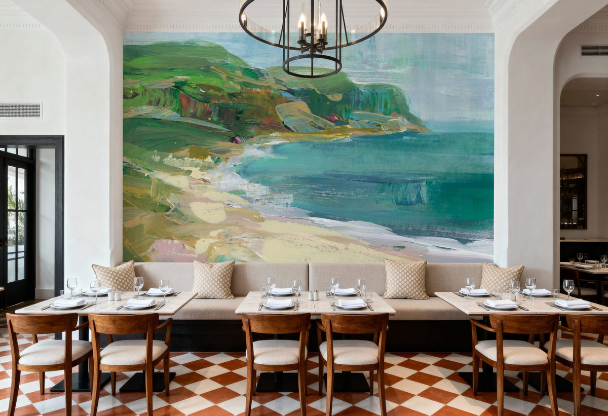Painterly Beach Mural Wallpaper - room preview 04