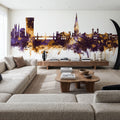 San Sebastian Spain Skyline Purple & Gold Mural Wallpaper - room preview 04