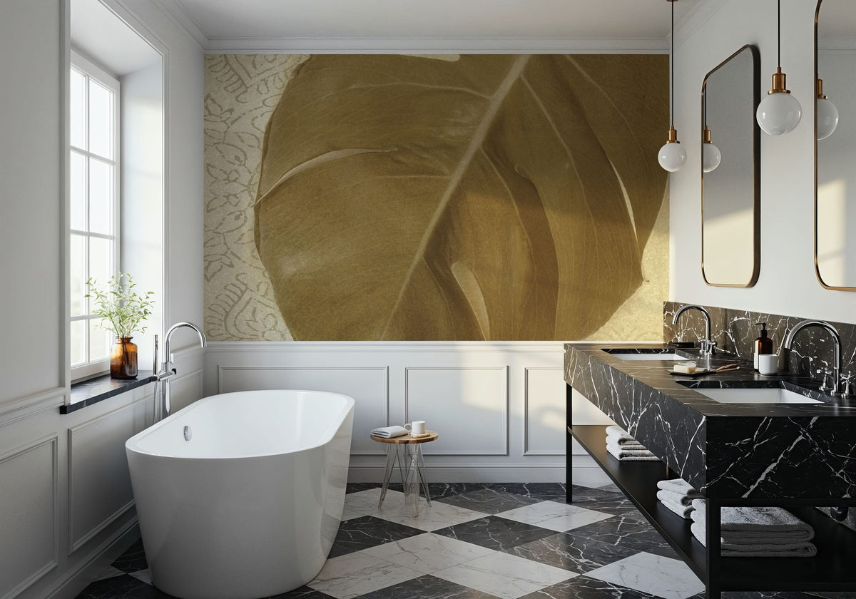 Ornate Monstera Leaf I Mural Wallpaper - room preview 04